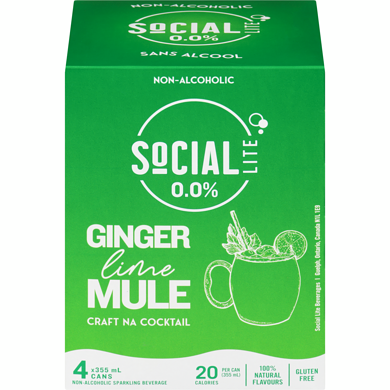 Social Lite Ginger Lime 4 Cans