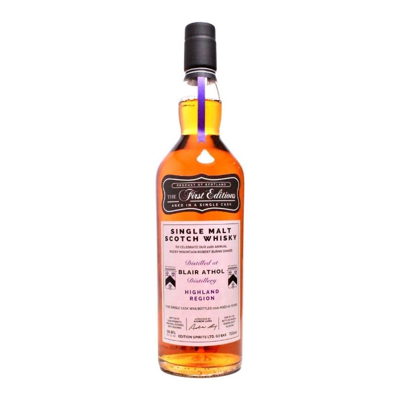 The First Editions Blair Athol Rocky Mountain Burns Dinner 20 Year Old 56.8% ABV