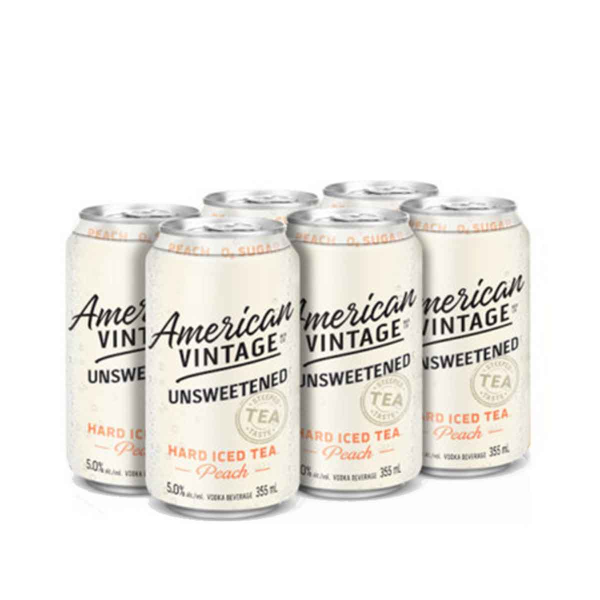 American Vintage Unsweetened Peach Iced Tea 6 Cans