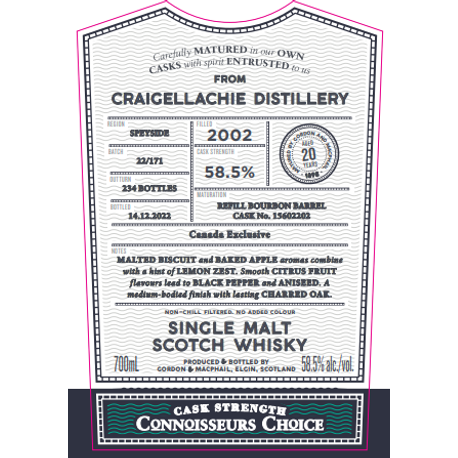 Gordon & Macphail Craigellachie 2002 20 Year Old 58.5% 700ml