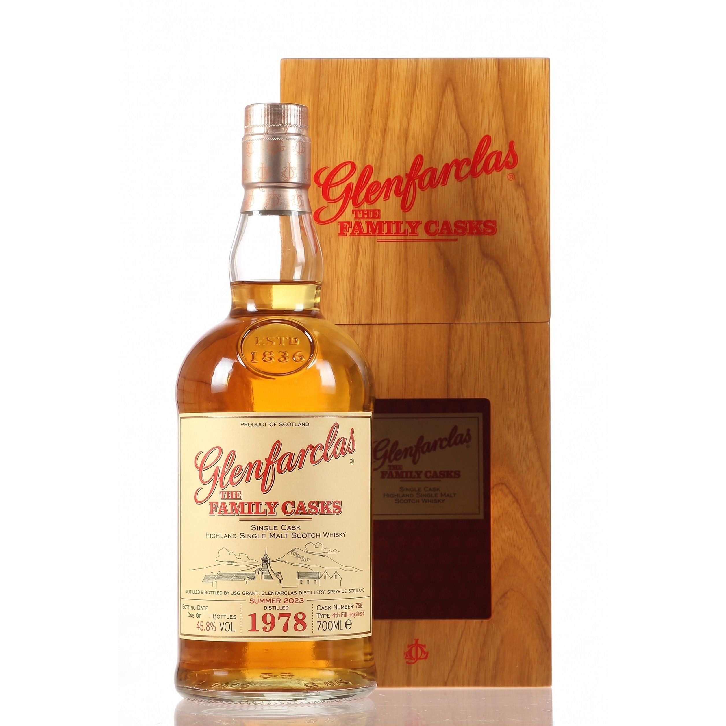 Glenfarclas 'The Family Casks' 1978 45 Year Old Summer 2023 Cask 758 4th Fill Hogshead 45.8% ABV
