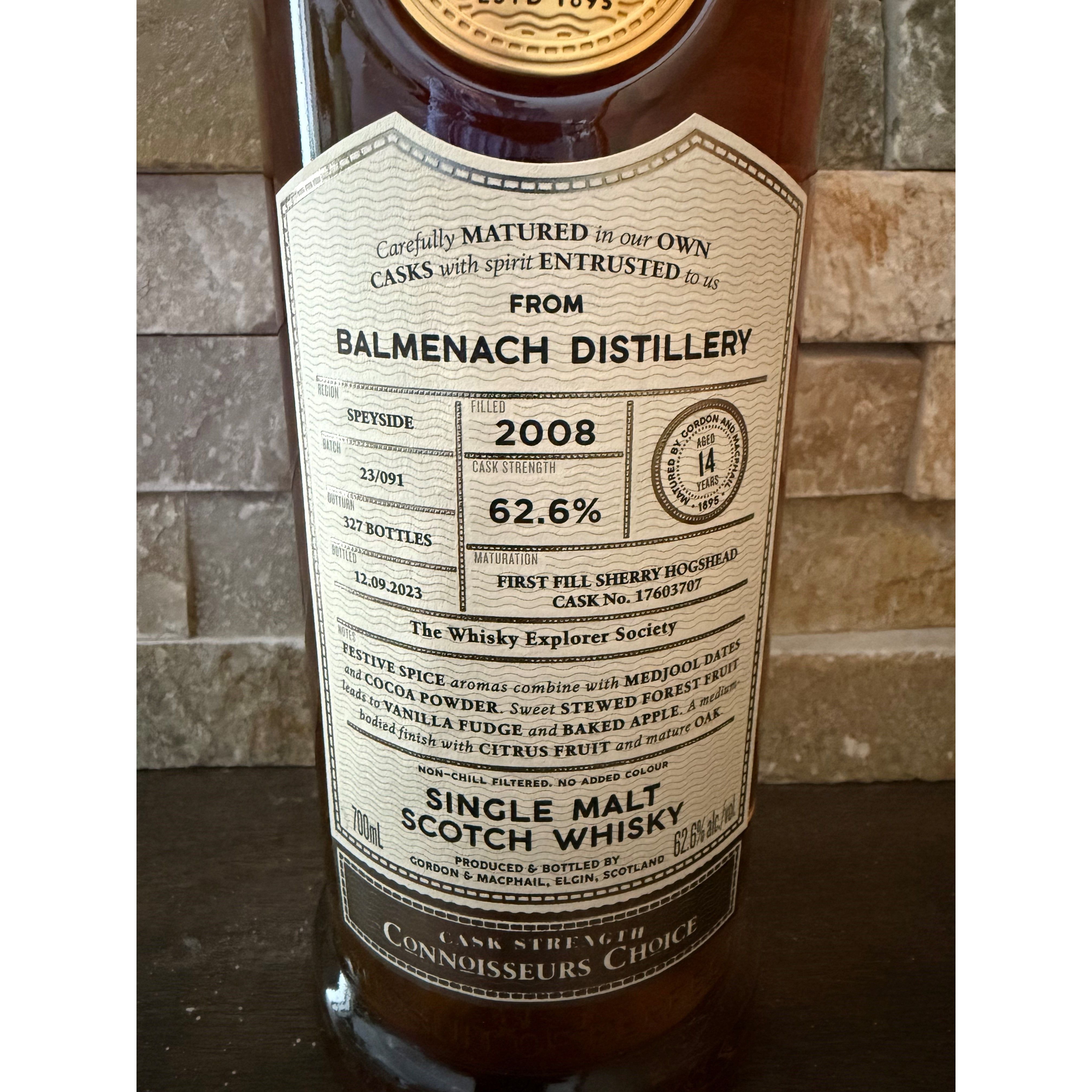 Gordon & Macphail Connoisseur's Choice Balmenach 2008 14 Year Old The Whisky Explorer Society #17603707 62.6%