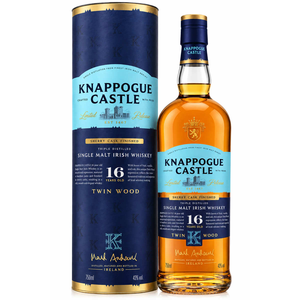 Knappogue Castle 16 Year Old Twin Wood Single Malt Irish Whiskey