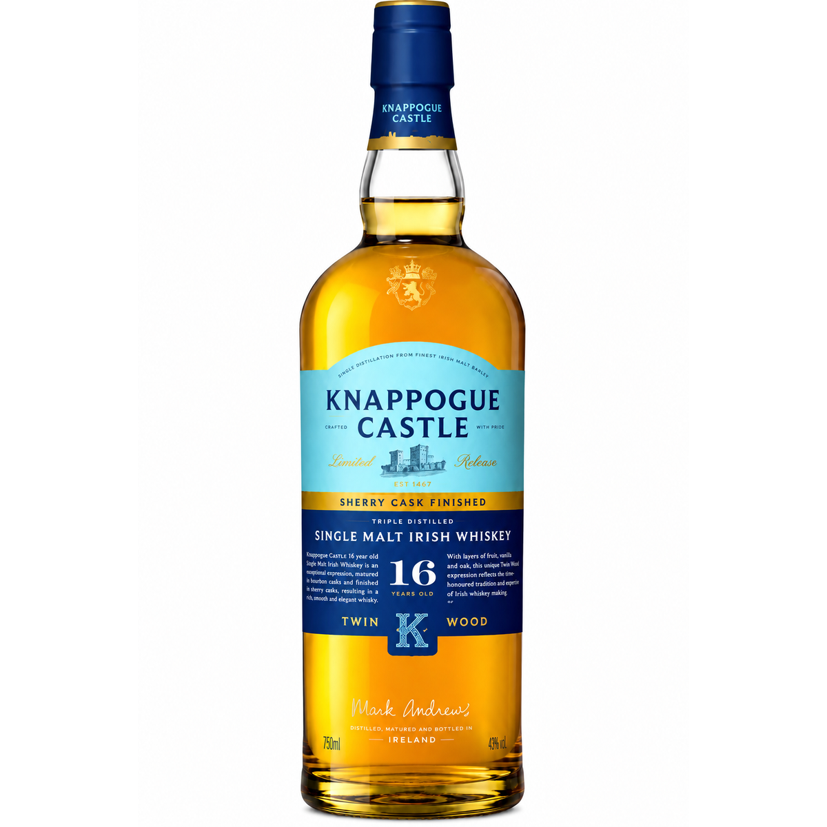 Knappogue Castle 16 Year Old Twin Wood Single Malt Irish Whiskey