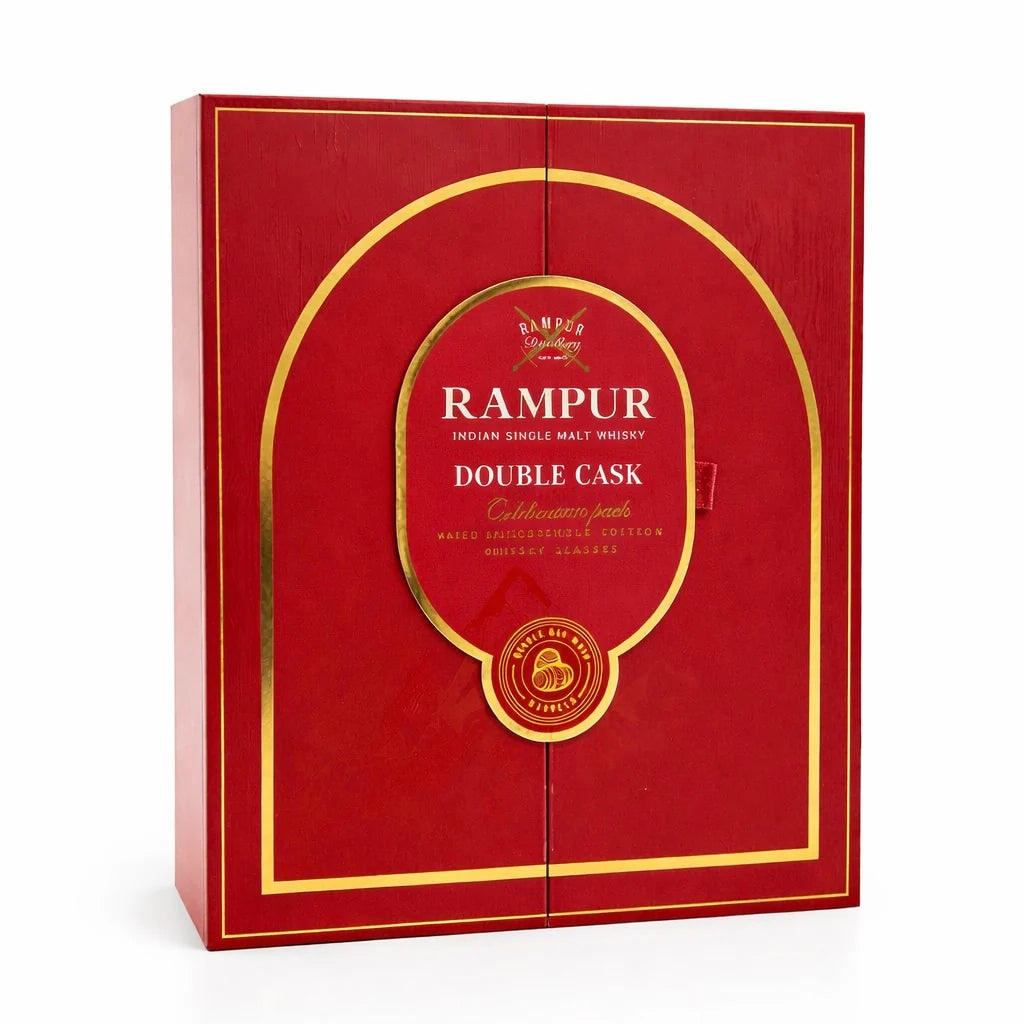 Rampur Double Cask Indian Single Malt Gift Pack with 2 Glasses