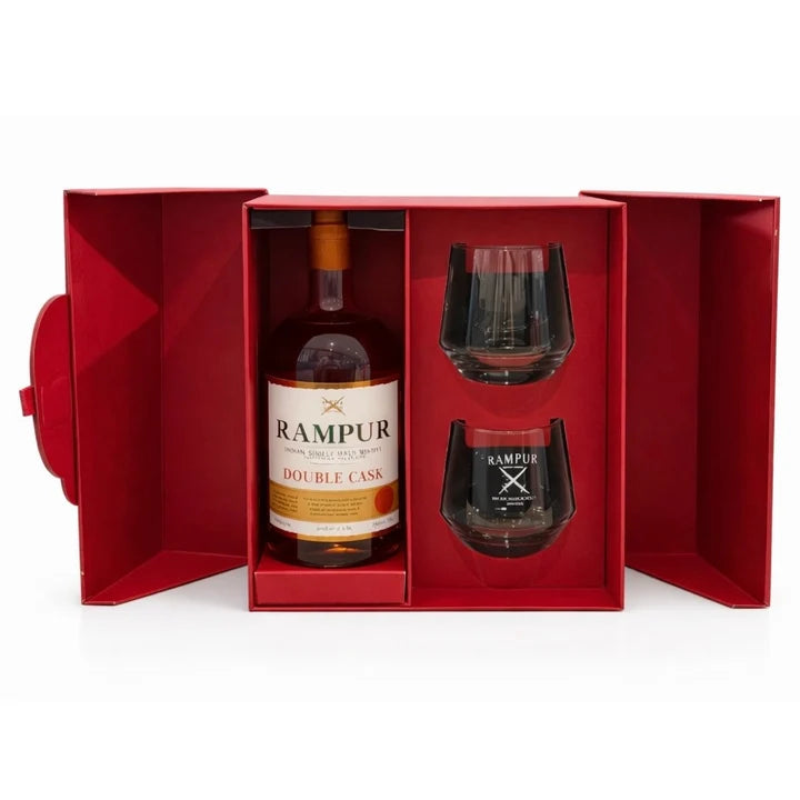 Rampur Double Cask Indian Single Malt Gift Pack with 2 Glasses