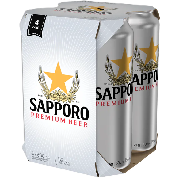 Sapporo Premium Beer 4 Tall Cans