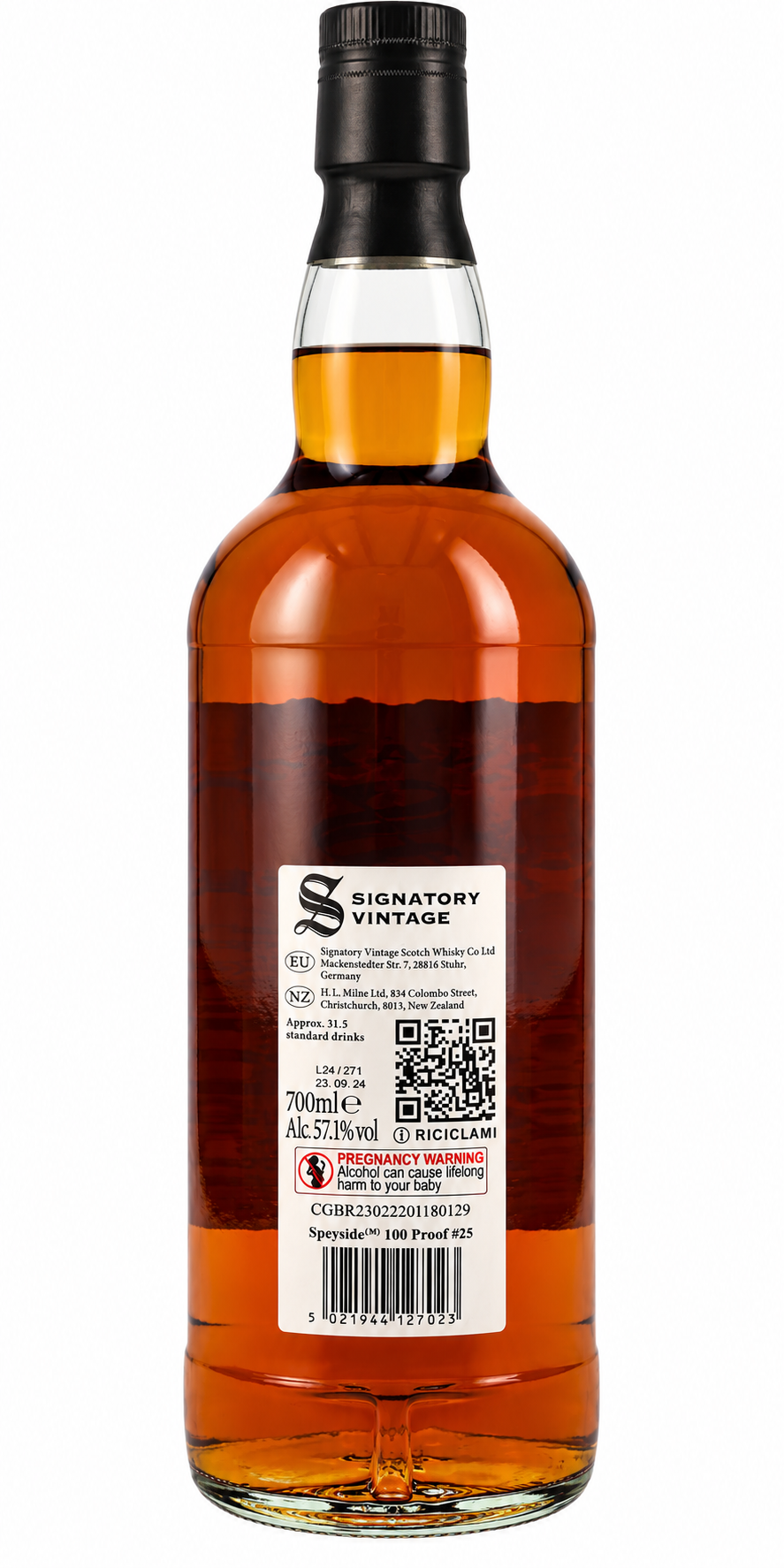 Signatory Vintage Speyside (M) 2011 13 Year Old 100 Proof Edition #25