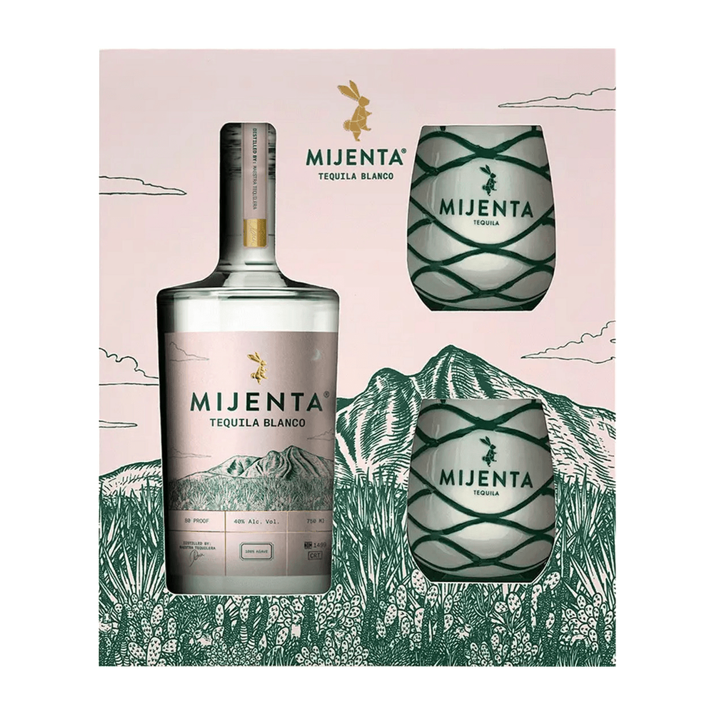 Mijenta Blanco Tequila Gift Pack with 2 Pina de Agave Tiki Mugs