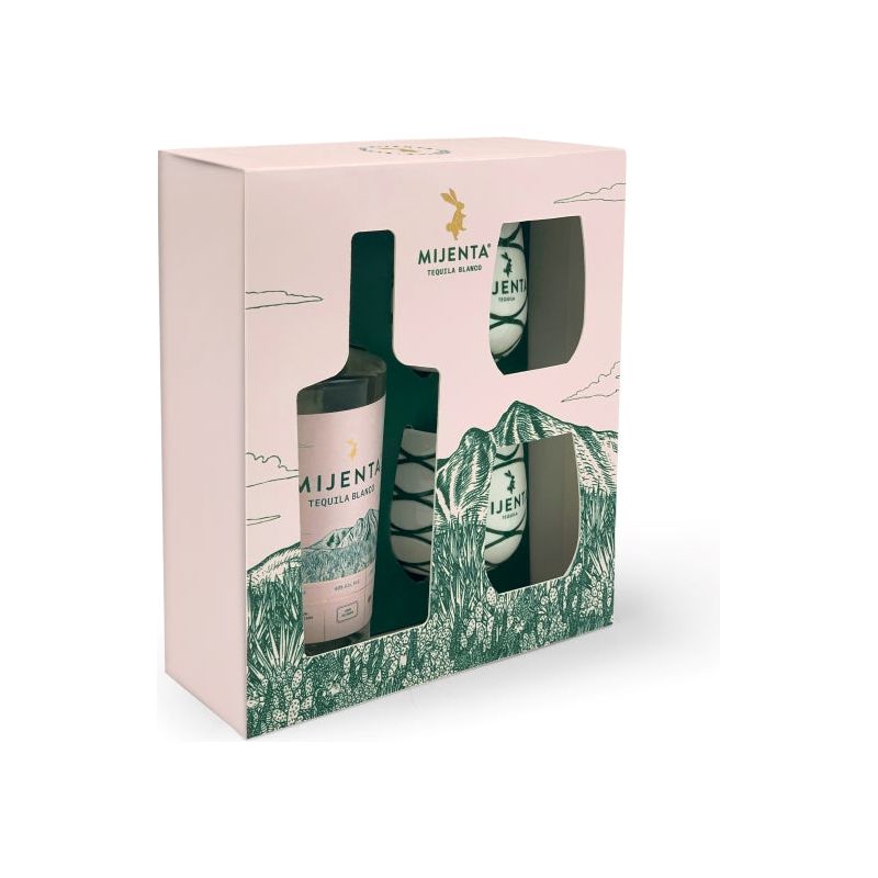 Mijenta Blanco Tequila Gift Pack with 2 Pina de Agave Tiki Mugs
