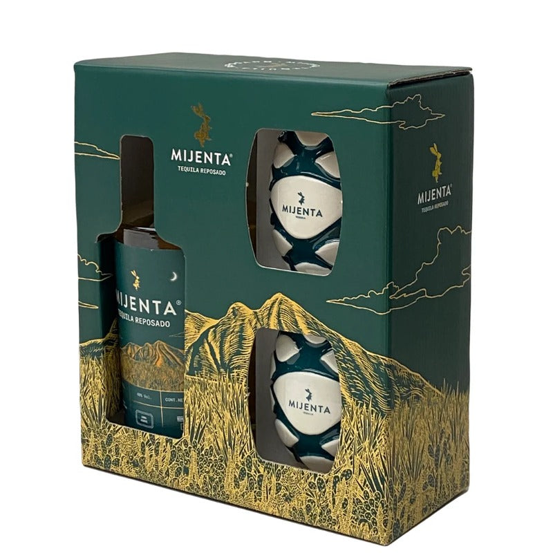 Mijenta Reposado Tequila Gift Pack with 2 Pina de Agave Tiki Mugs