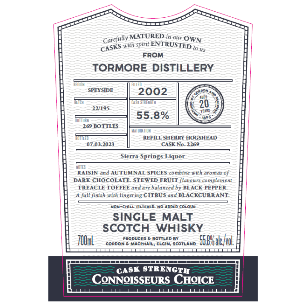 Gordon & MacPhail Connoisseurs Choice Tormore 2002 20 Year Old 55.8% ABV