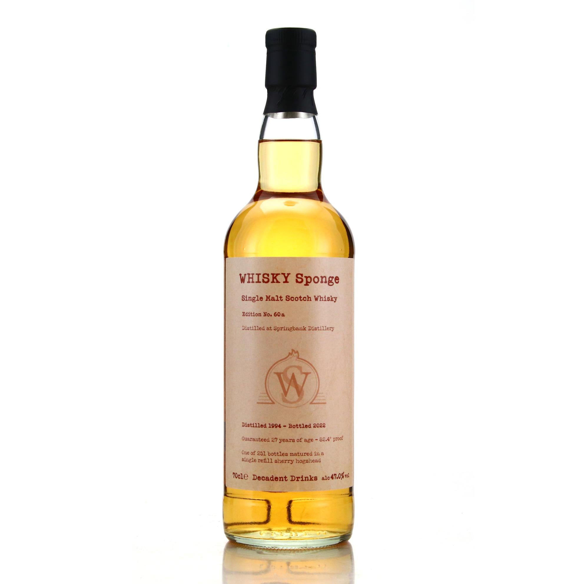 Whisky Sponge Edition No.60A Springbank 1994 27 Year Old 47% ABV