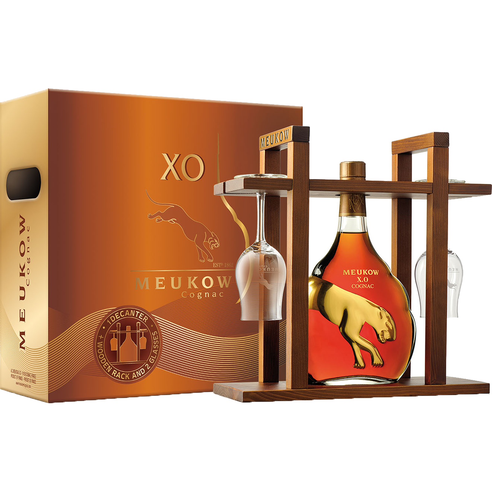 Meukow XO Cognac with Rack