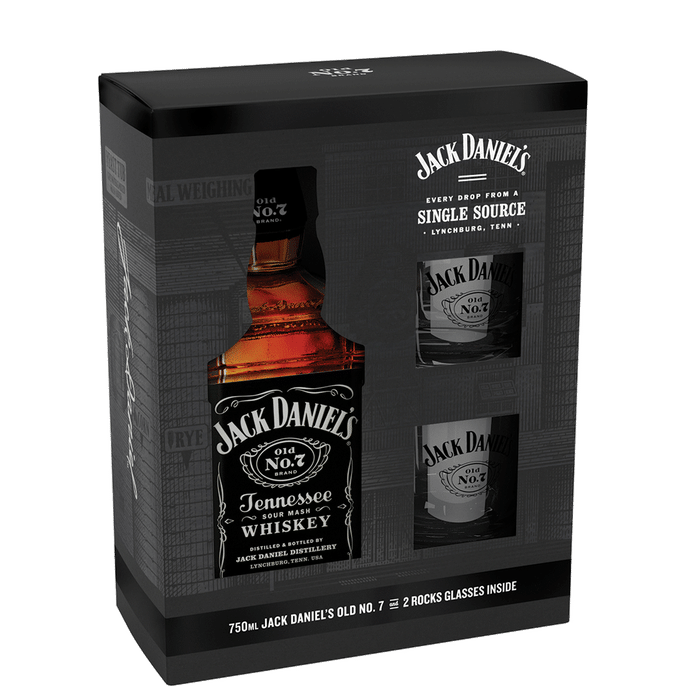 Jack Daniel's Tennessee Whisky Gift Pack With 2 Glasses 750ml