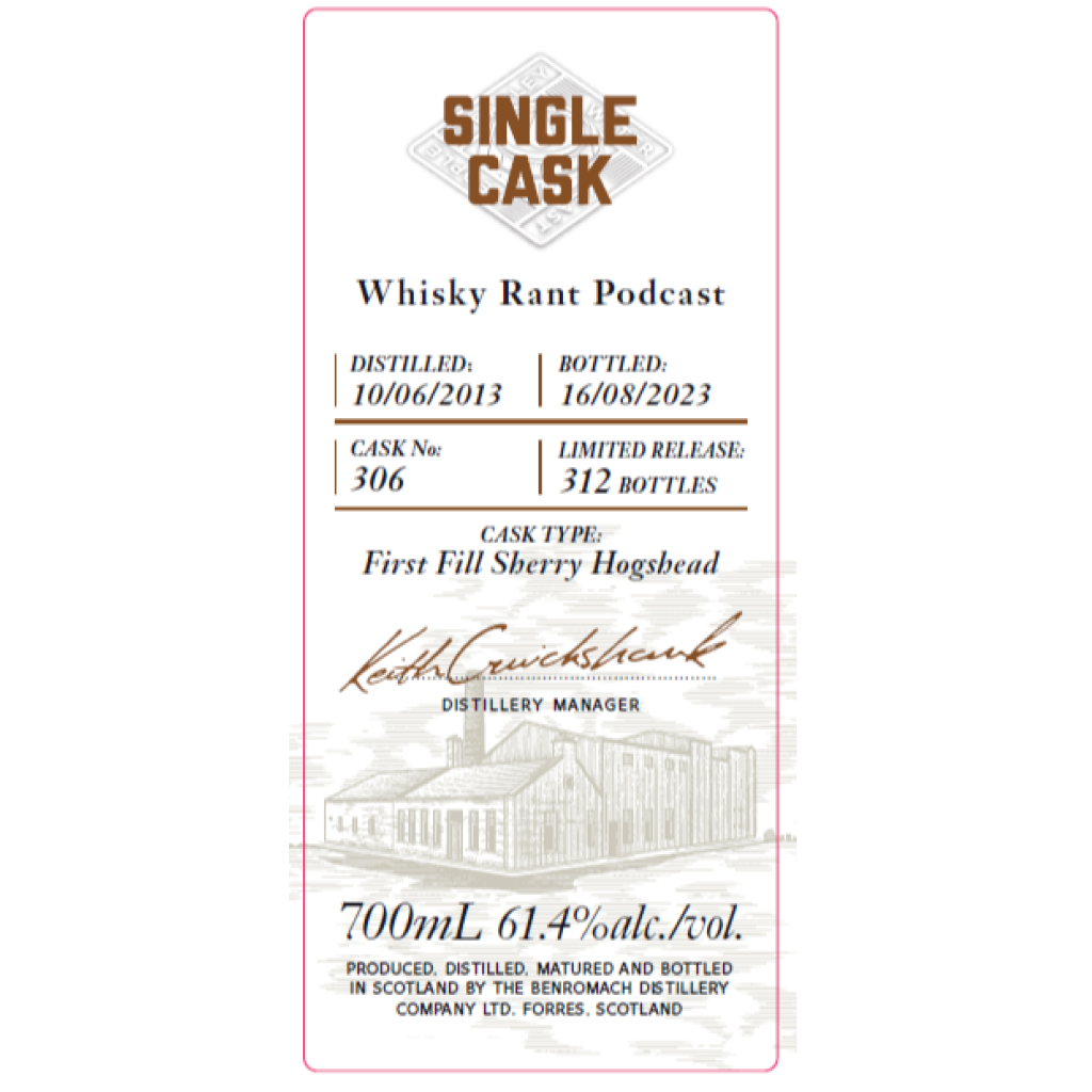 Benromach Single Cask #306 2013 10 Year Old 61.4% ABV 700ml