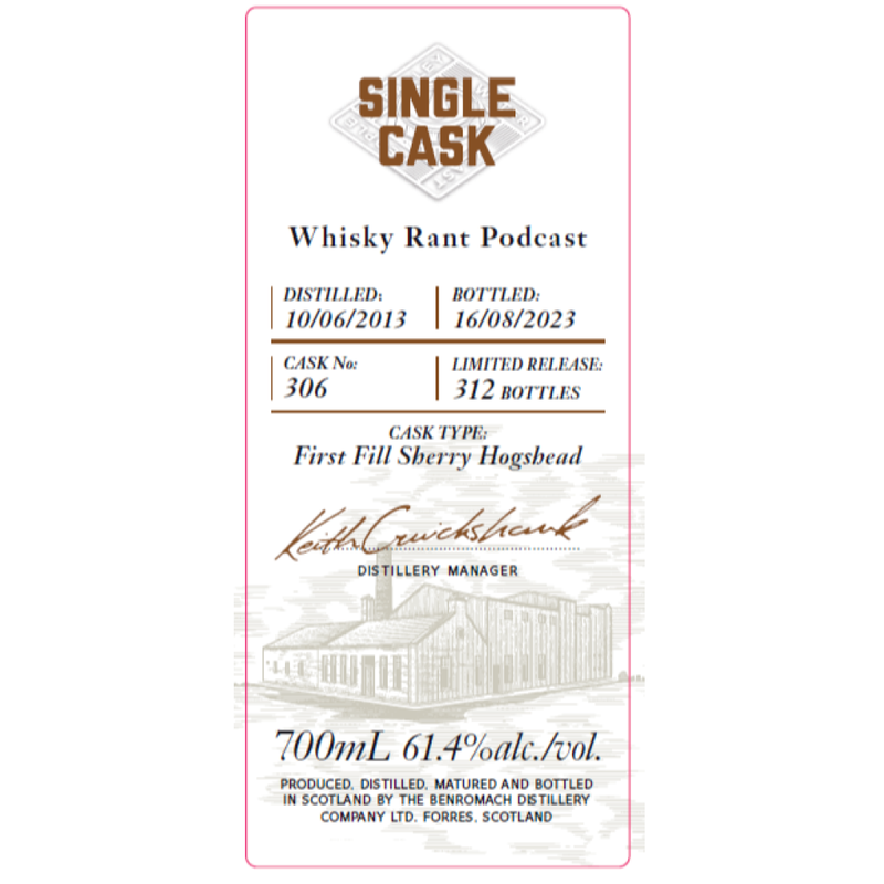 Benromach Single Cask #306 2013 10 Year Old 61.4% ABV 700ml