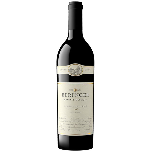 Beringer Private Reserve wine bottle on a white background