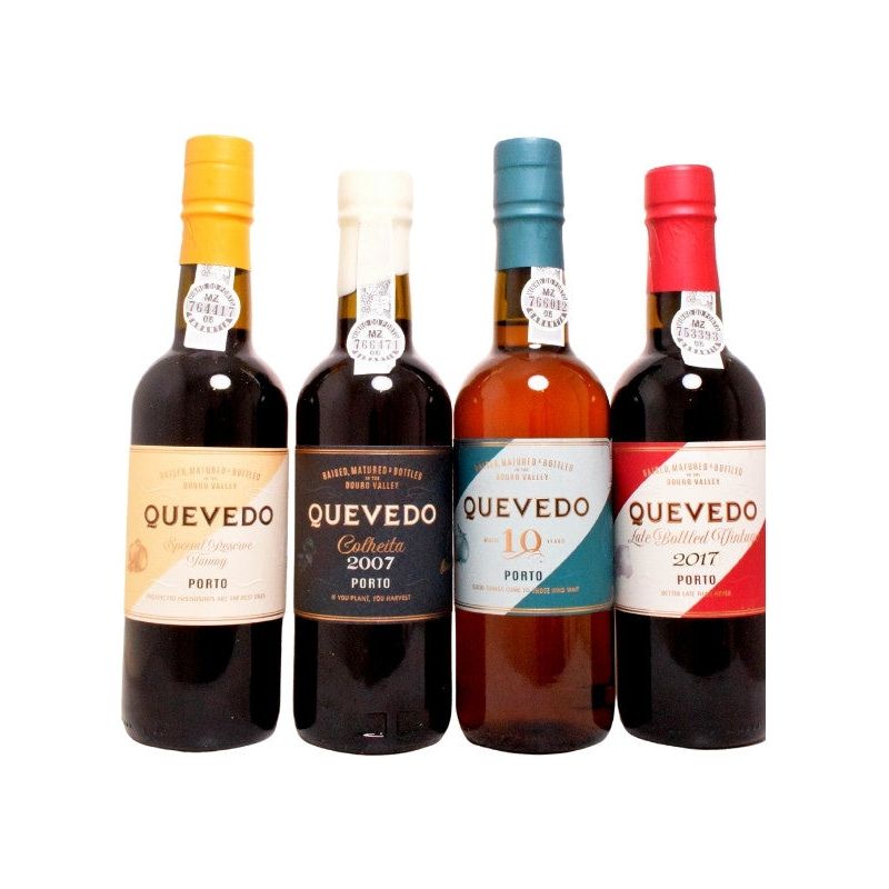Quevedo Explorer Port Wooden Gift Pack 4 x 375ml
