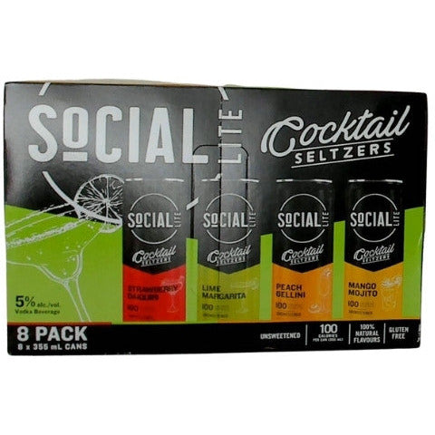 Social Lite Cocktail Seltzer Variety Pac 8 Cans