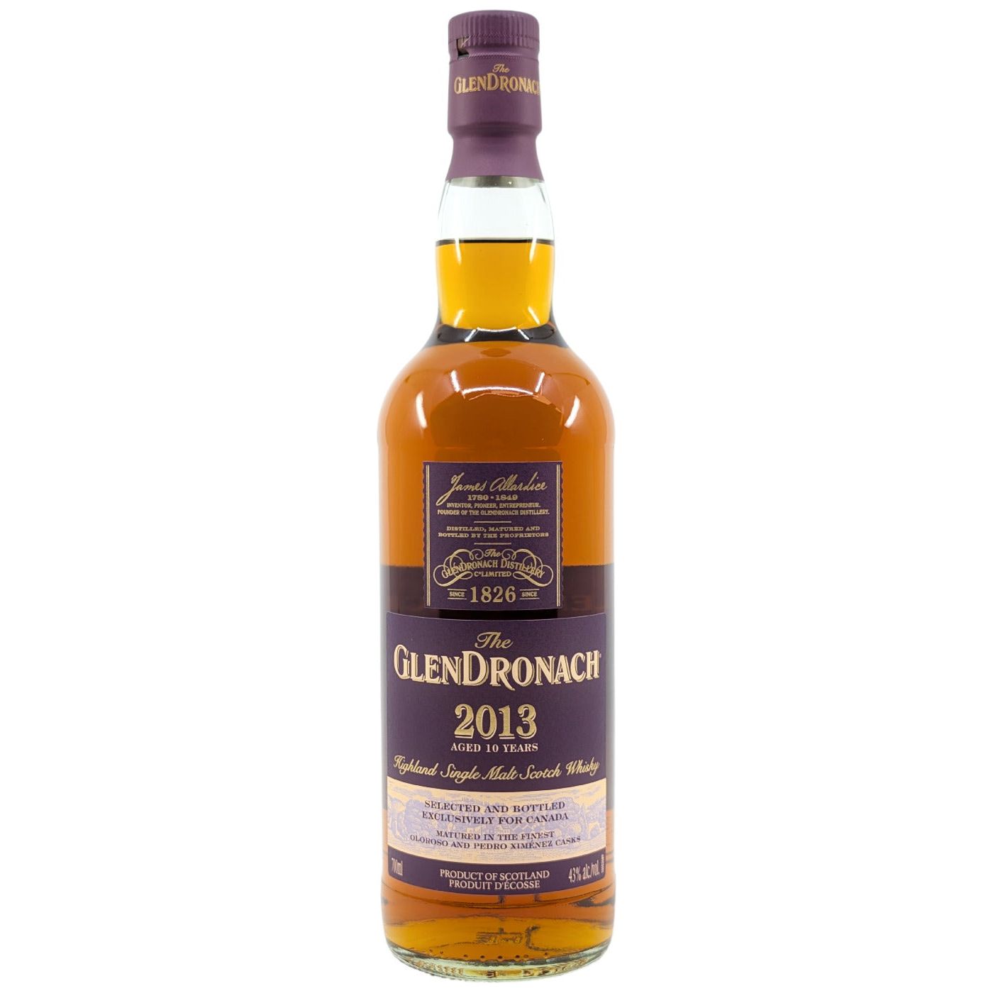 The GlenDronach 2013 10 Year Old PX Cask 43% 700ml