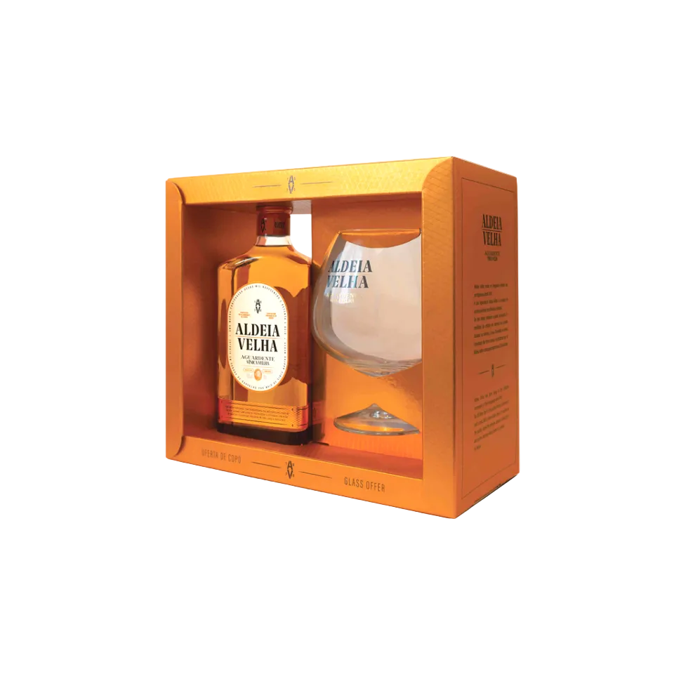 Aldeia Velha Aguardente Bagaceira Envelhecida Brandy Gift Pack with Glass