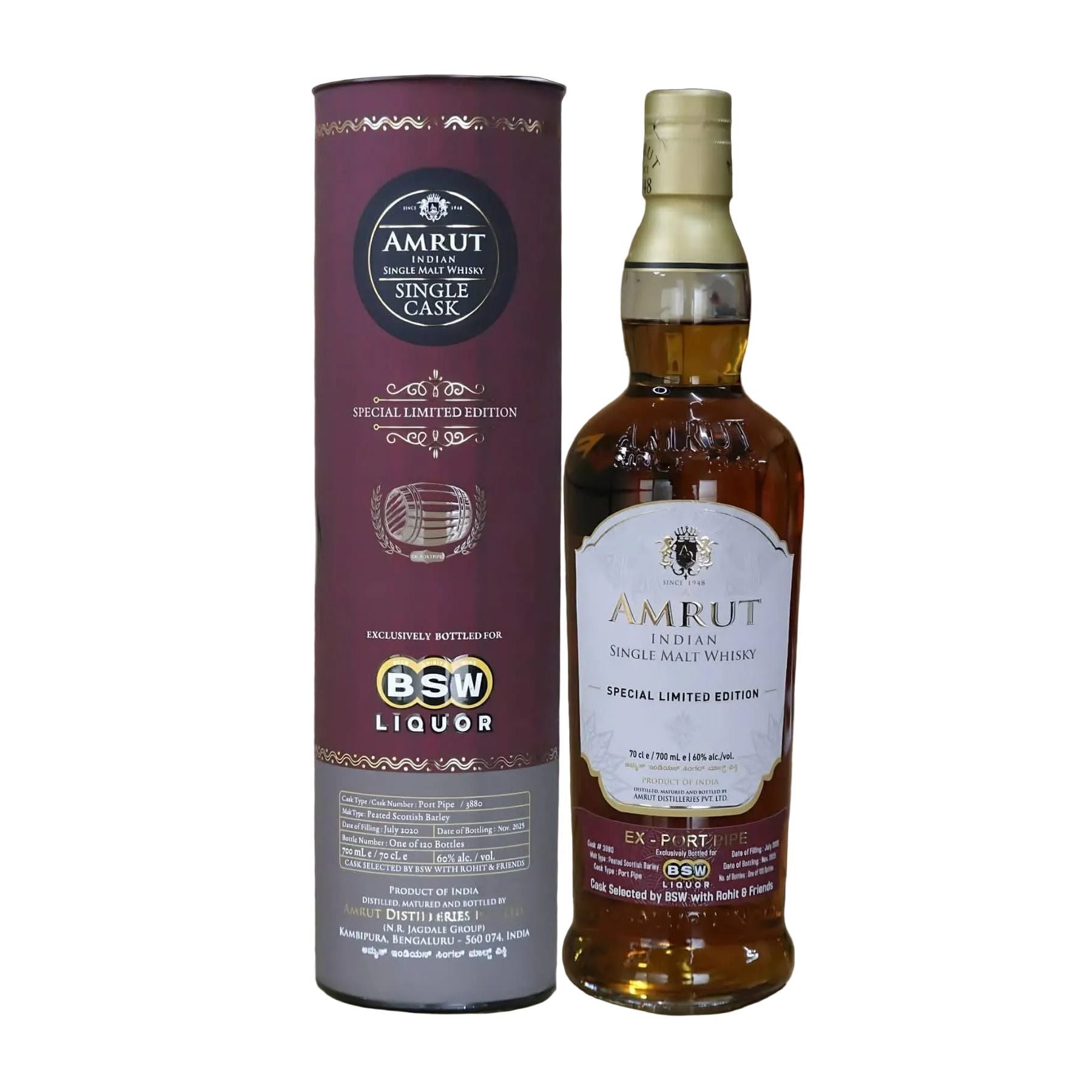 Amrut Ex-Port Pipe Indian Single Malt Whisky BSW Barrel