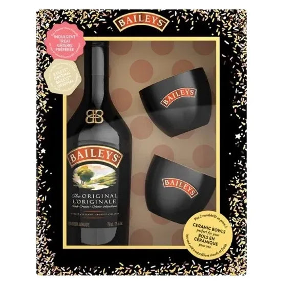 Baileys The Original Irish Cream Liqueur Gift Pack with Ceramic Bowls