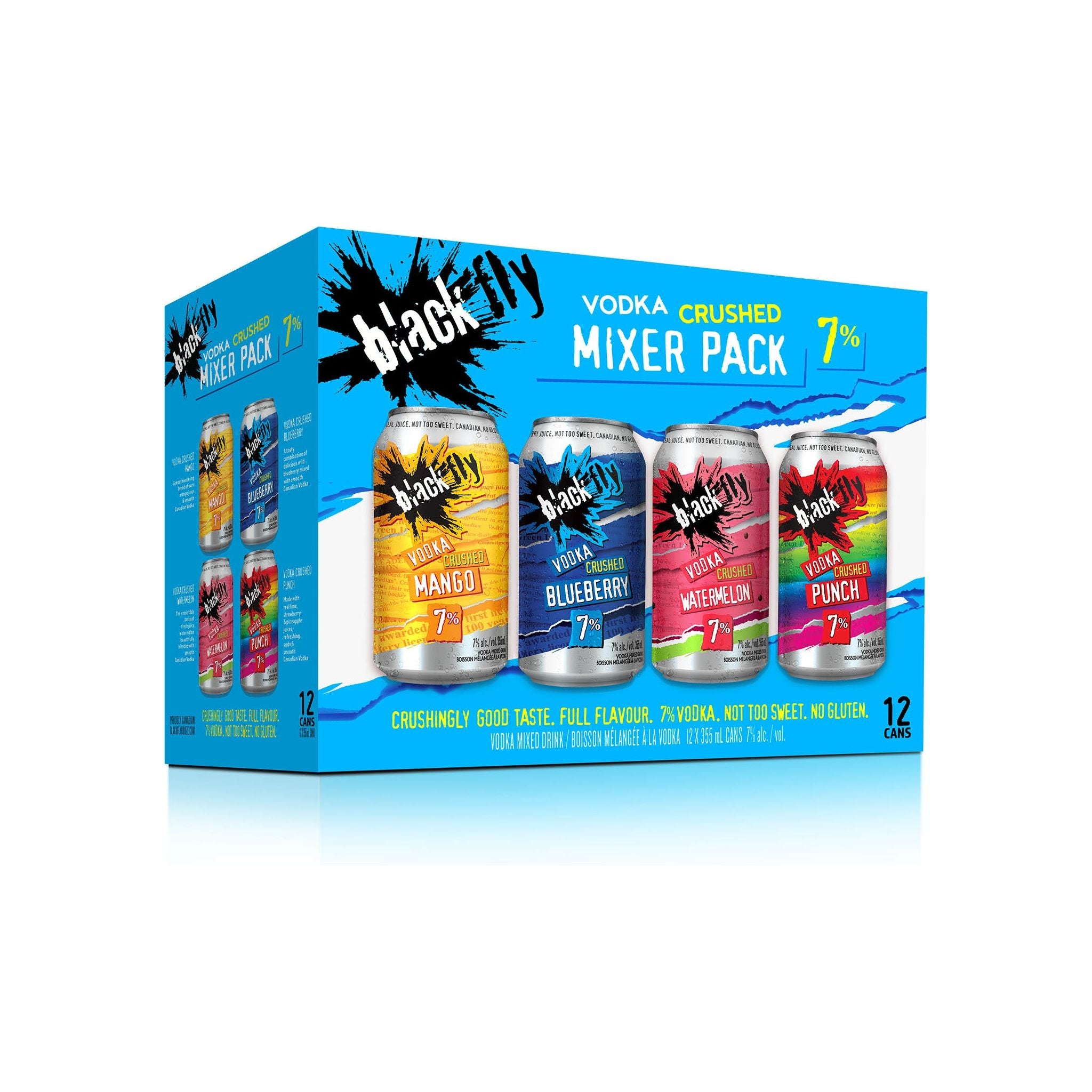 Black Fly Vodka Crushed Blue Mixer Pack 12 Cans