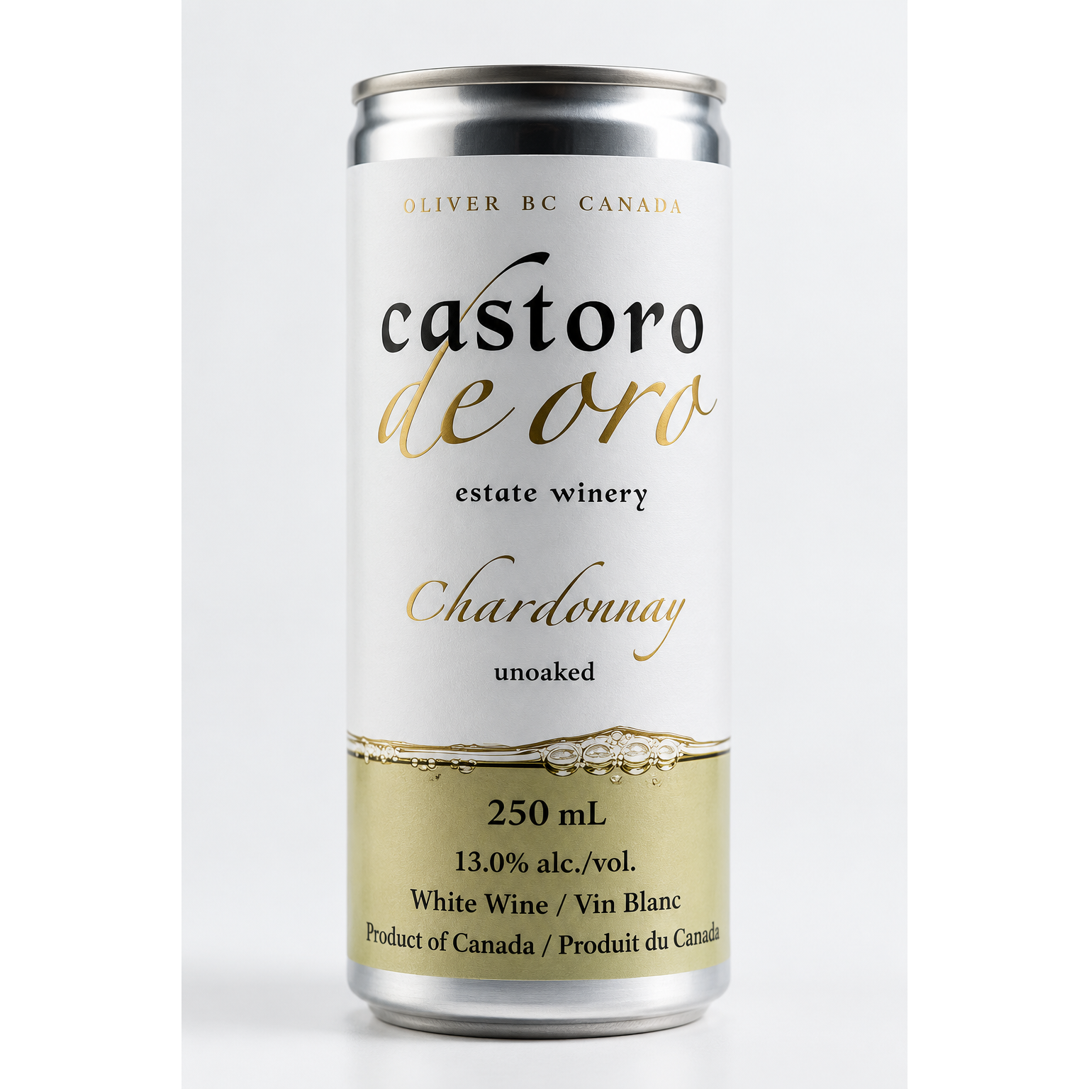 Castoro de Oro Unoaked Chardonnay Canned Wine 24x250mL