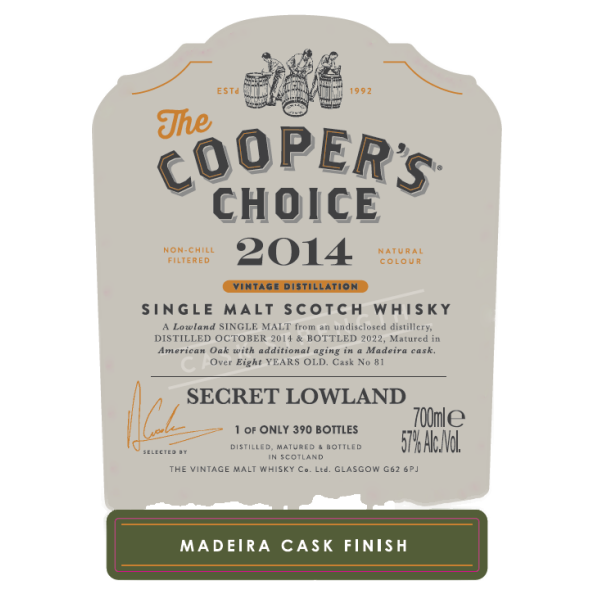 Coopers Choice Secret Lowland 8 Year Old Madeira Cask 57% 700ml