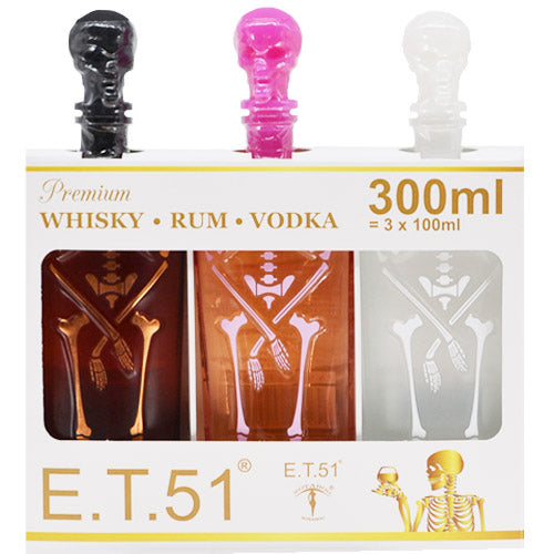 E.T. 51 Rum Vodka Whisky Gift Pack 3x100ml