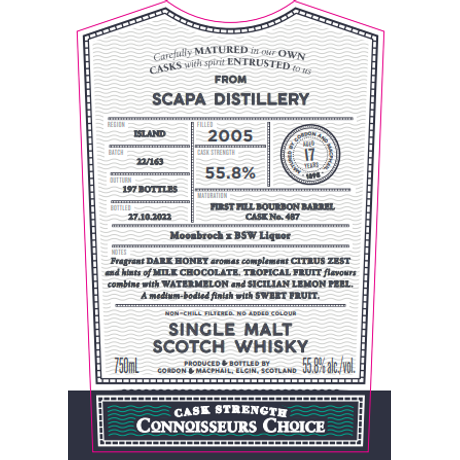 Gordon & Macphail Connoisseurs Choice Scapa 2005 17 Year Old 55.8% ABV 750ml