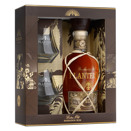 Planteray (Plantation) Xo 20th Anniversary Amber Rum Gift Box with Glasses