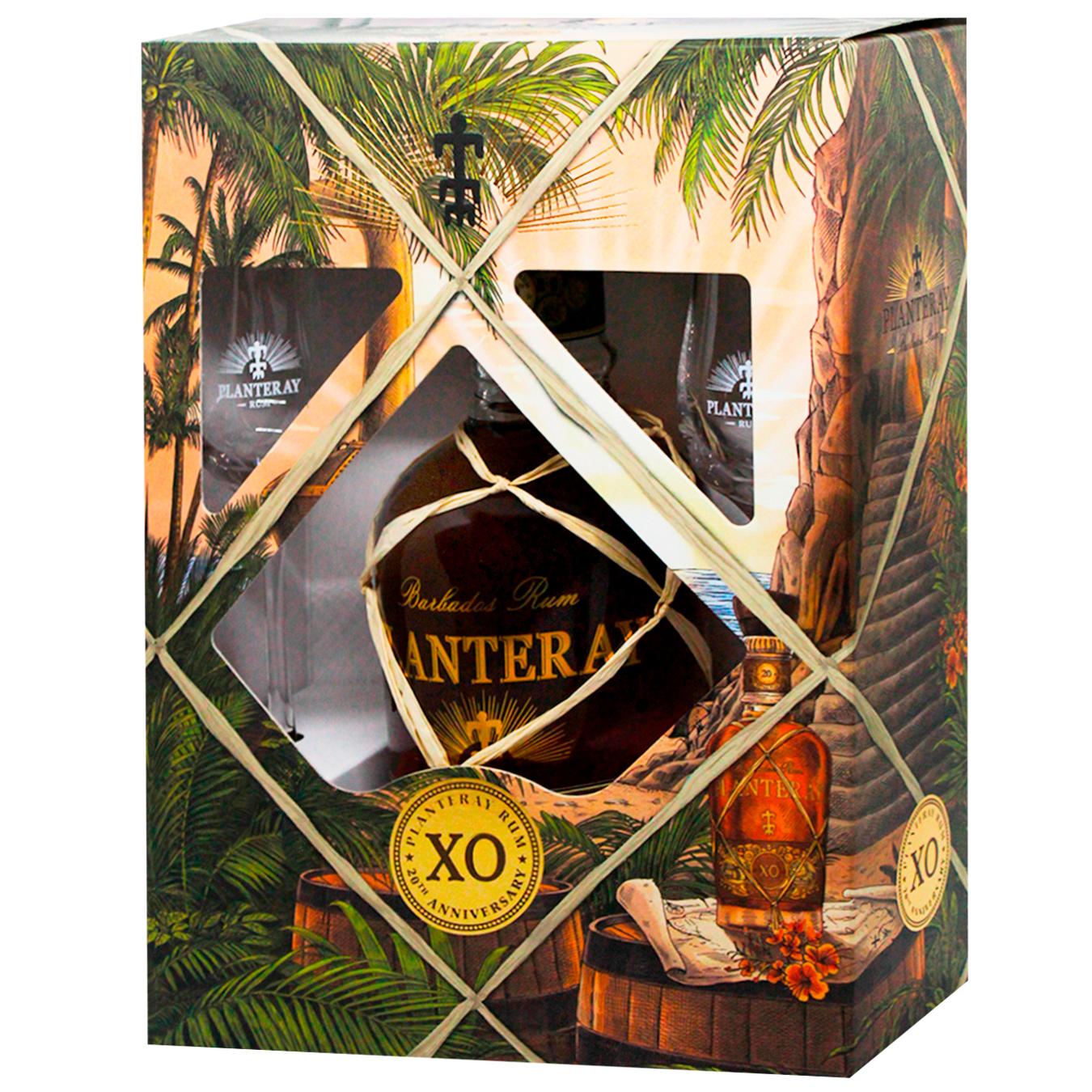 Planteray (Plantation) Xo 20th Anniversary Amber Rum Gift Box with Glasses