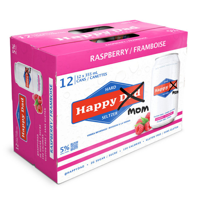 Happy Dad "MOM" Hard Seltzer Raspberry 12 Cans