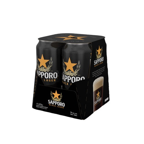 Sapporo Black Lager 4 Tall Cans