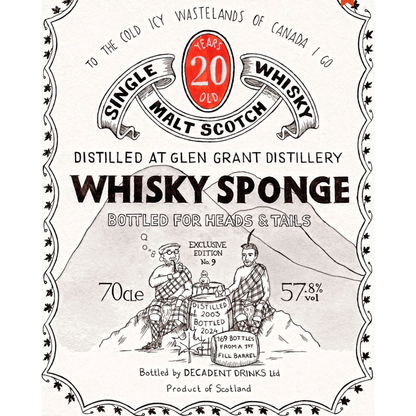 Whisky Sponge Exclusive Edition No.9 Bottled for Heads & Tails Glen Grant 20 Year Old 57.8% ABV 700ml