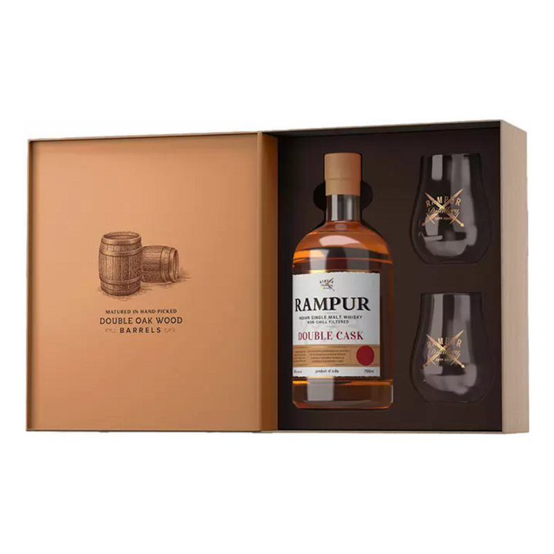 Rampur Double Cask Gift Pack with 2 Glasses 750ml