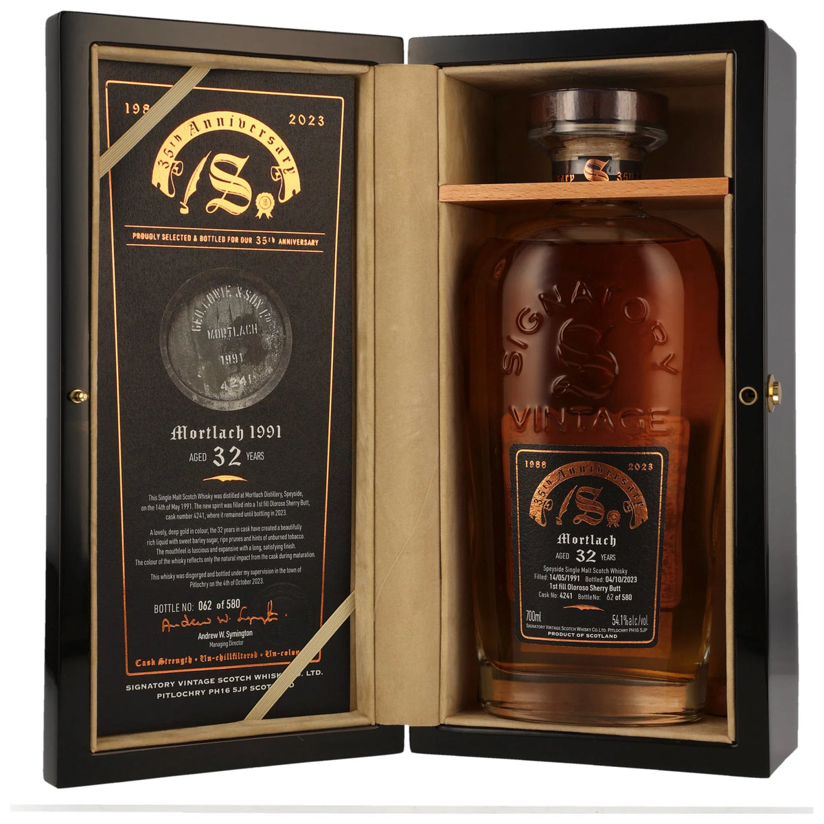 Signatory Vintage 35th Anniversary Mortlach 32 Year Old 1991 Cask #4241