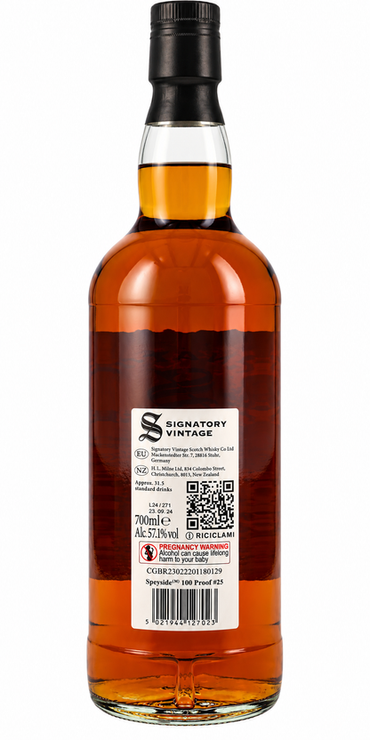 Signatory Vintage Speyside (M) 2011 13 Year Old 100 Proof Edition #25