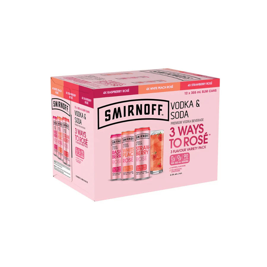 Smirnoff Soda Rose Variety Pack 12 Cans