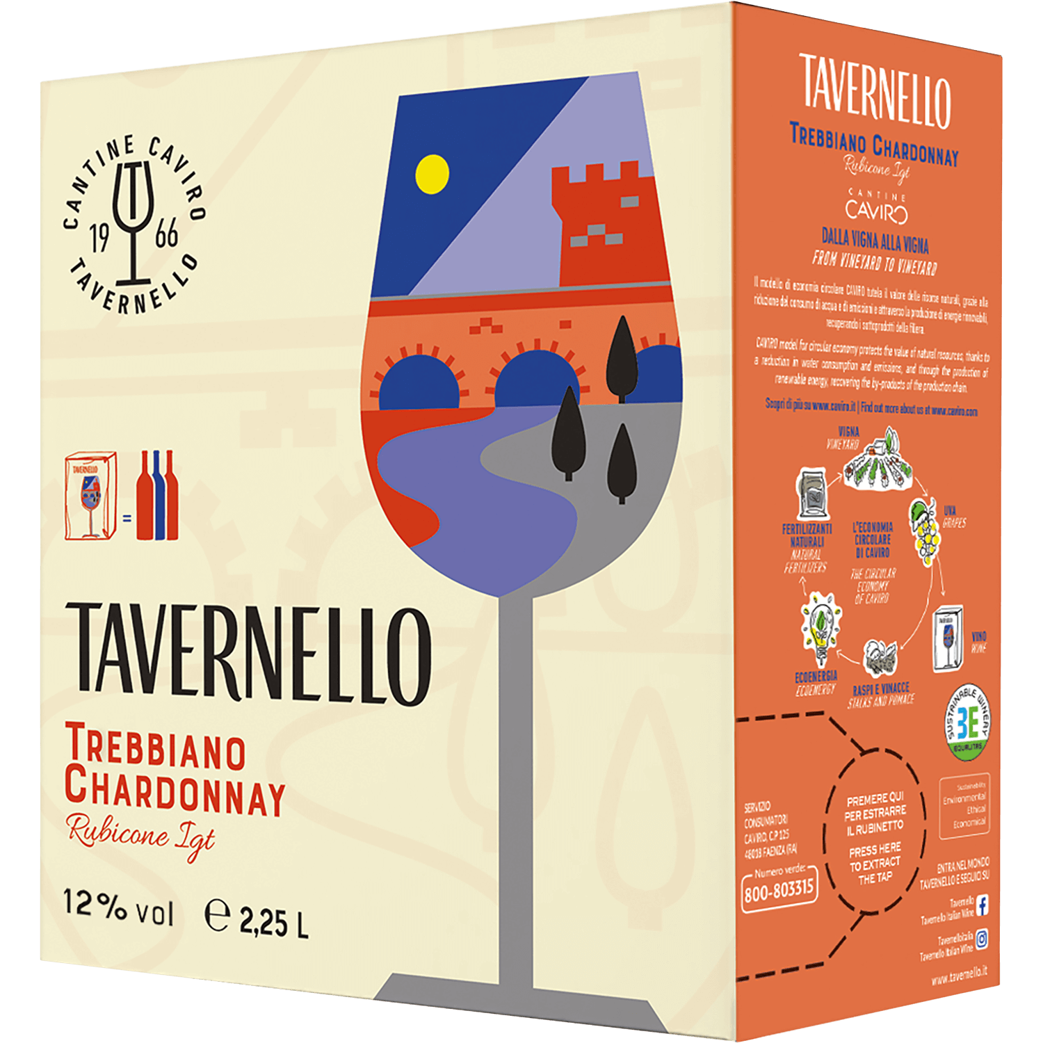 Tavernello Trebbiano Chardonnay Rubicone 3L Bag in Box