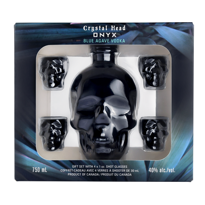 Crystal Head Vodka Onyx Gift Pack with 4 Shot Glasses