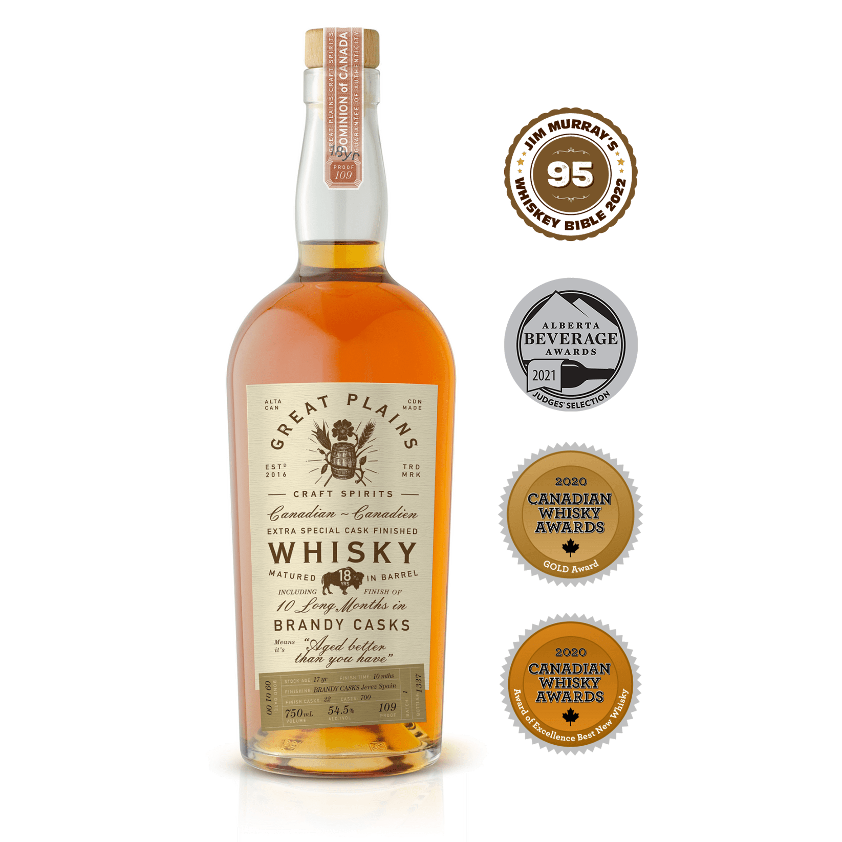 Great Plains 18 Year Old Jerez Brandy Finished Whisky 750ml