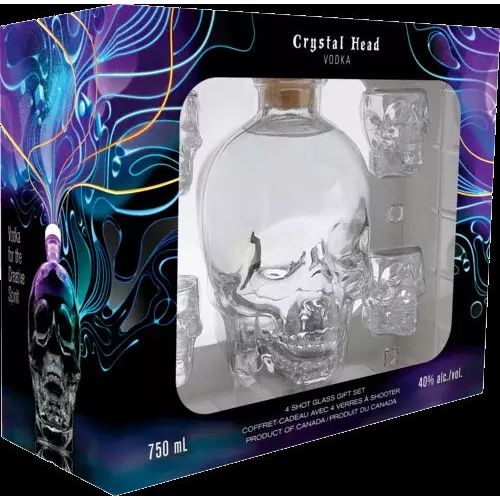 Crystal Head Vodka Gift Pack with 4 Shot Glasses 750ml