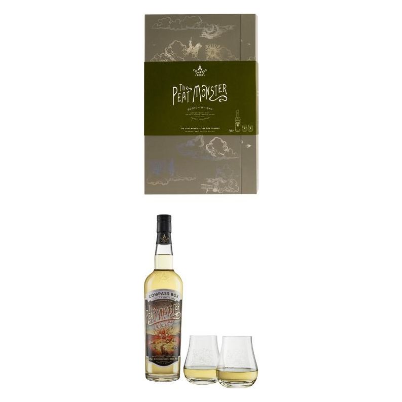 Compass Box The Peat Monster 46% ABV Gift Pack with 2 Glasses 750ml