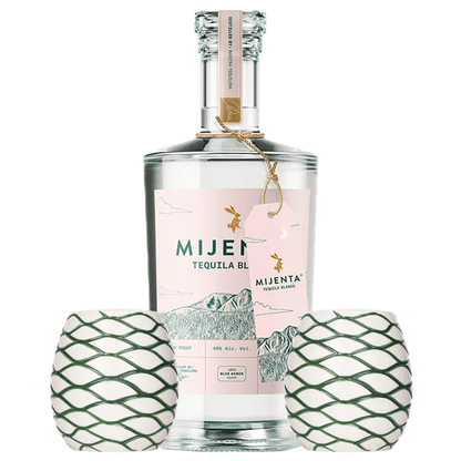 Mijenta Blanco Tequila Gift Pack with 2 Pina de Agave Tiki Mugs