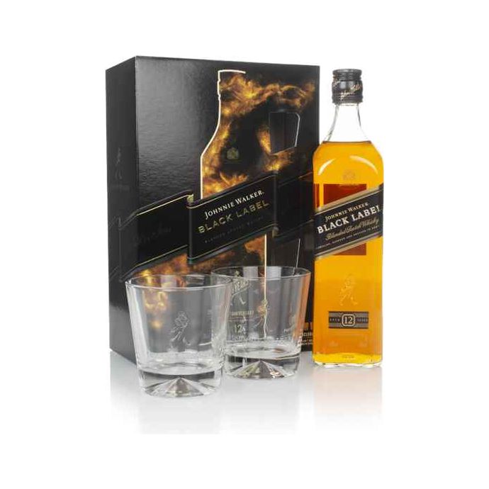 Johnnie Walker Black Label Gift Pack with Glasses 750ml