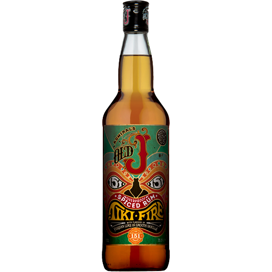 Admiral's Old J Tiki Fire Spiced Rum 75.5% ABV 750ml